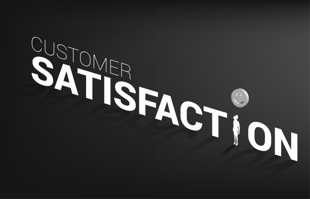 剪影女商人站在3D微笑图标评级。图片下载