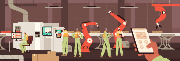 智能工业，现代智能工厂与机器人图片下载