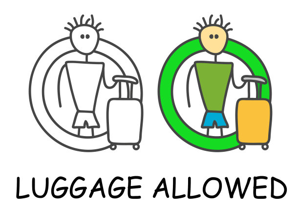 滑稽的棍子人与行李在儿童风格图片下载