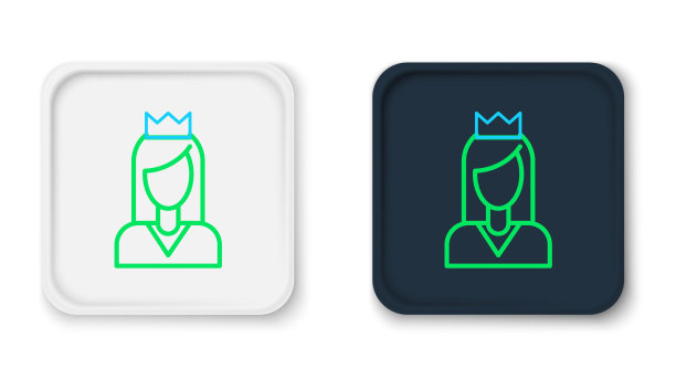 线公主图标孤立在白色背景图片下载