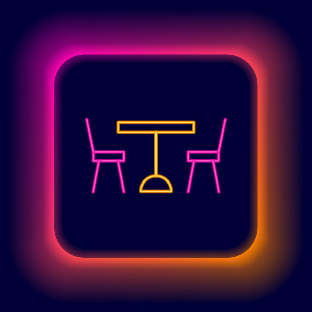 发光的霓虹灯衬着椅子的野餐桌图片下载