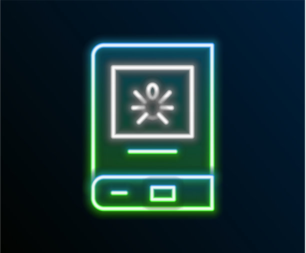 发光的霓虹灯线书昆虫图标孤立图片下载