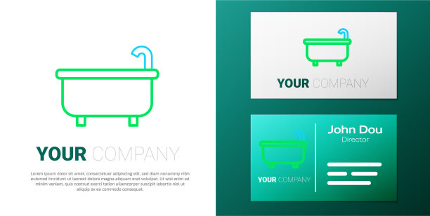 线浴缸图标隔离在白色背景图片下载