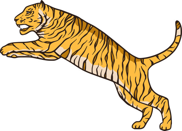 孟加拉虎卡通丛林野生热带动物图片下载