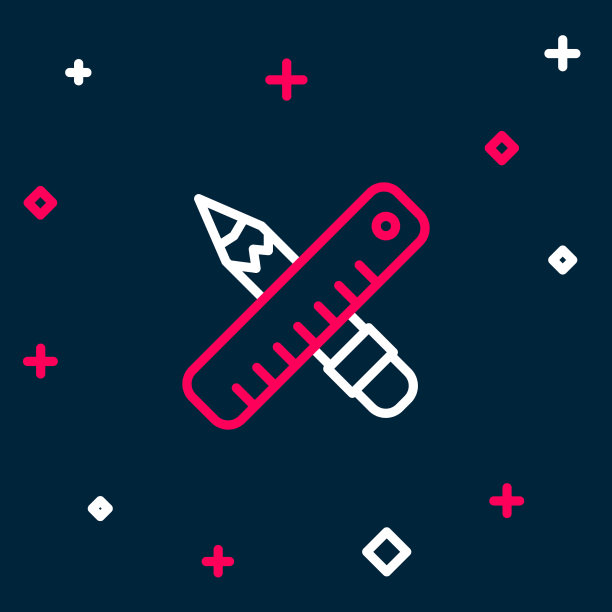 线交叉标尺和铅笔图标孤立上图片下载