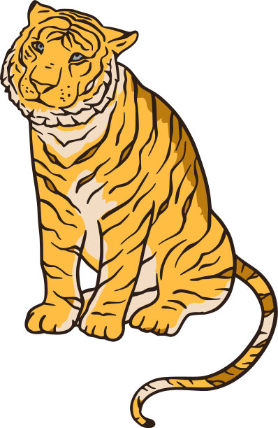 孟加拉虎卡通丛林野生热带动物图片下载