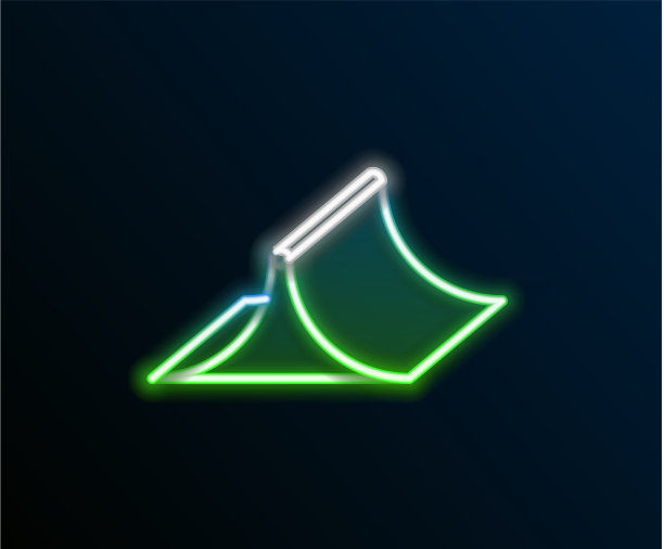 发光的霓虹灯线溜冰公园图标孤立图片下载