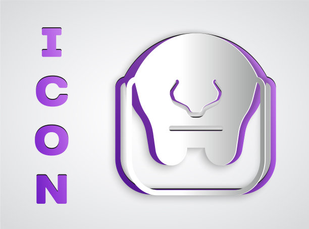 纸剪的胡子和胡子图标孤立在灰色图片下载