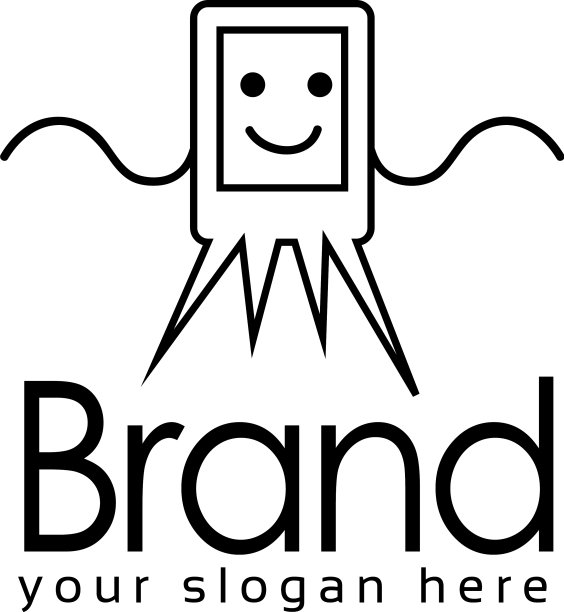 鱿鱼智能手机logo股票logo模板扁d图片下载