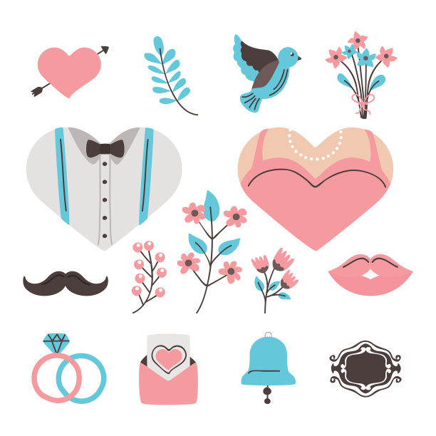 婚礼图标组图片下载