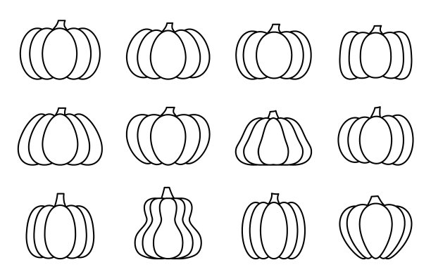 南瓜黑色线条轮廓平套图片下载