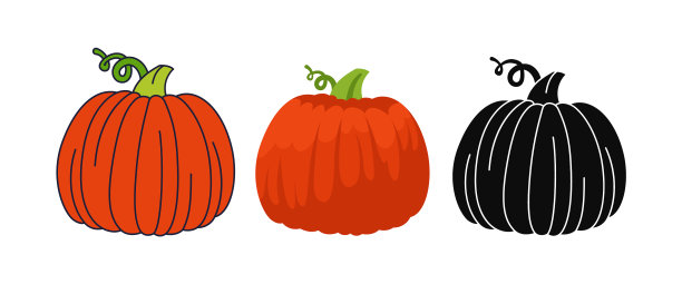 南瓜扁平卡通集图标涂鸦字形图片下载