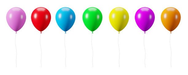 设置彩色气球孤立在白色背景与剪切路径图片下载