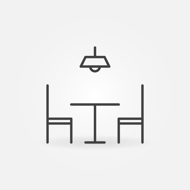 桌与两把椅子概念线图标或图片下载