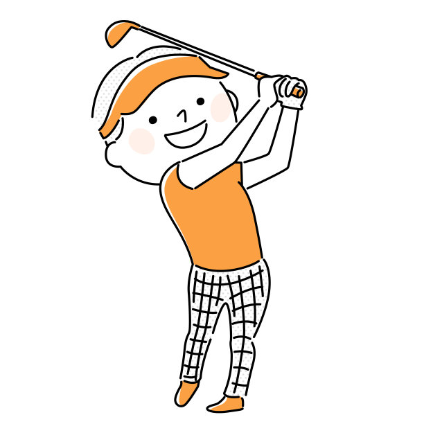 插图的高尔夫球。挥杆打高尔夫球的年轻人。图片下载