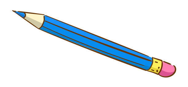 蓝色铅笔用橡皮擦把卡通孤立在一块图片下载