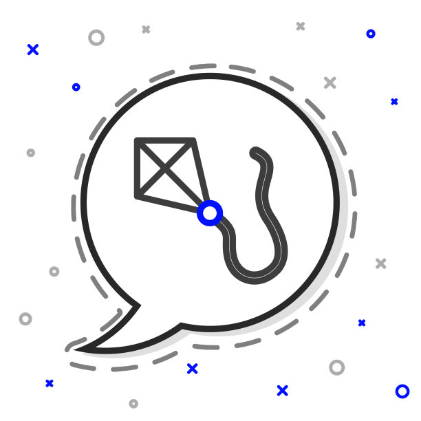 线风筝图标孤立在白色的背景图片下载