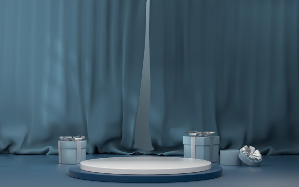 空舞台与软窗帘背景，3d渲染。图片下载