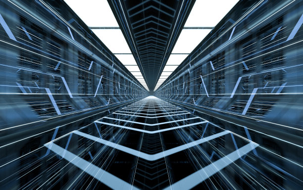 黑暗科幻隧道，3d渲染。图片下载