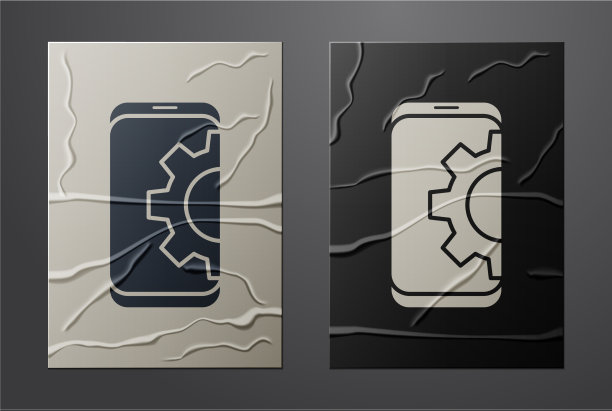 白色设置在智能手机图标隔离图片下载