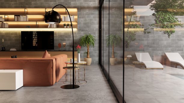 室内空现代Loft办公室开放空间现代办公室镜头。现代开放式概念大堂及接待区会议室设计。3 d渲染。图片下载