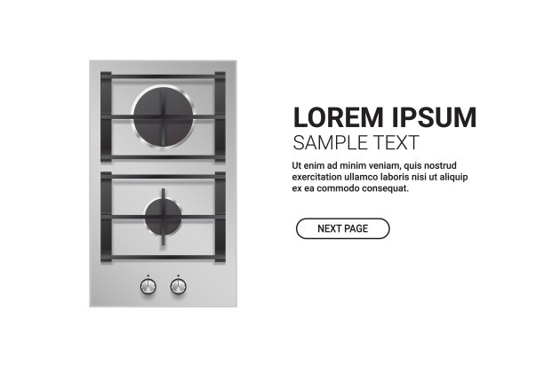 厨房钢双燃烧器燃气灶俯视图炉图片下载