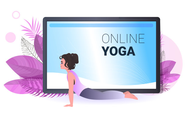 女子做瑜伽在线健身训练图片下载