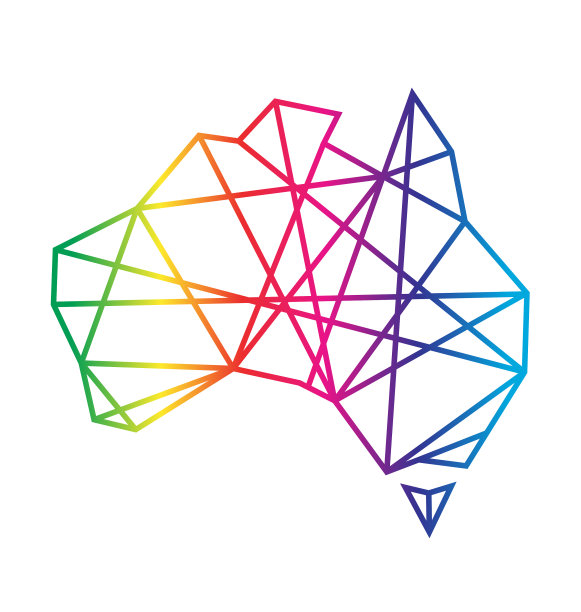 澳大利亚地图几何线形彩虹图片下载