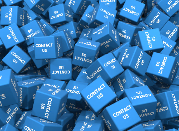 蓝色立方体和联系我们的概念图片下载