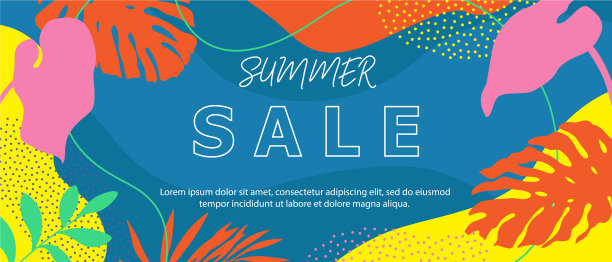 色彩斑斓的奇异热带背景与怪物图片下载