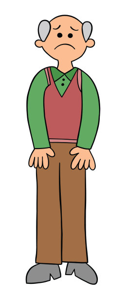 卡通老人孤独而悲伤图片下载