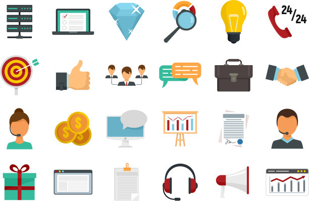 CRM图标设置扁平孤立图片下载