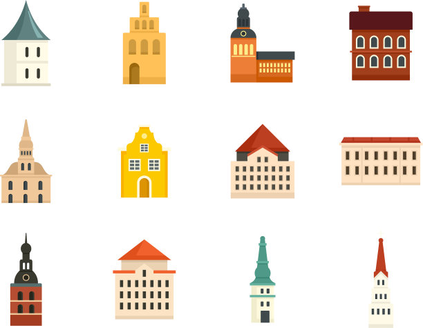 里加图标集平孤立图片下载