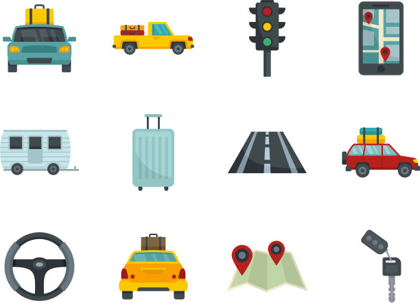 汽车旅行图标设定平孤立图片下载