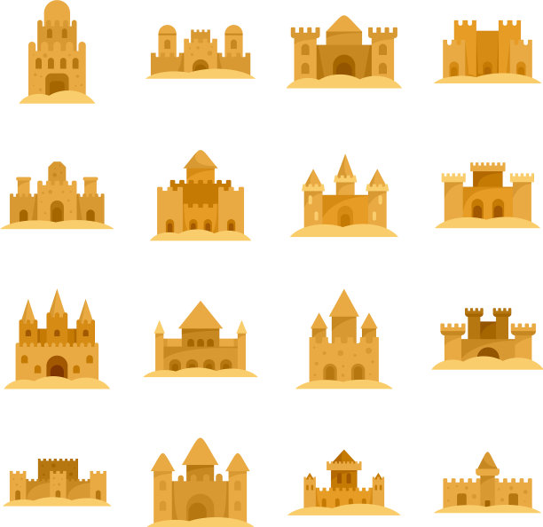 城堡里的图标被平沙孤立图片下载