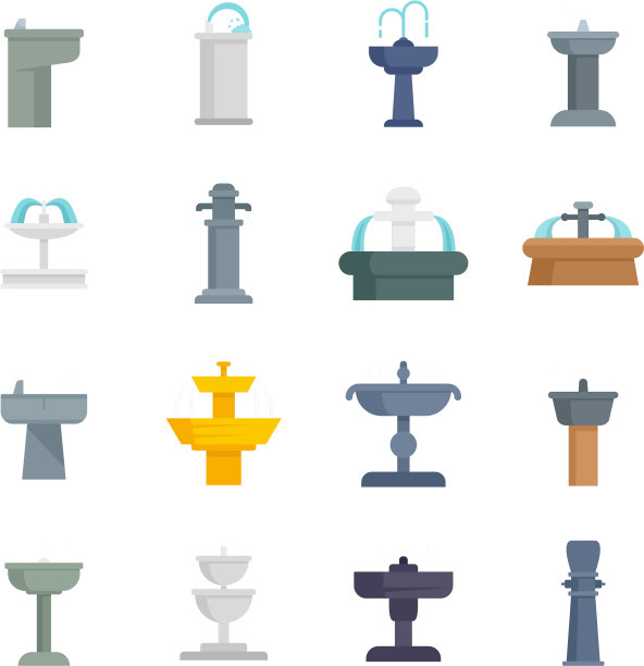 饮水机的图标设置平孤立图片下载