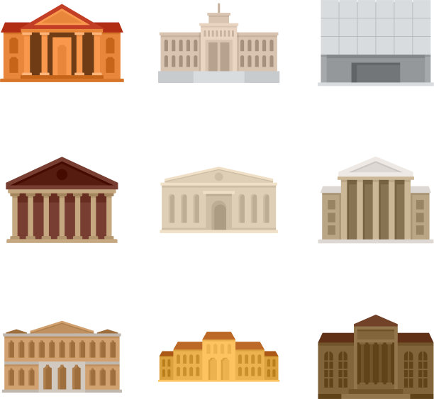 剧院博物馆的图标设置平孤立图片下载