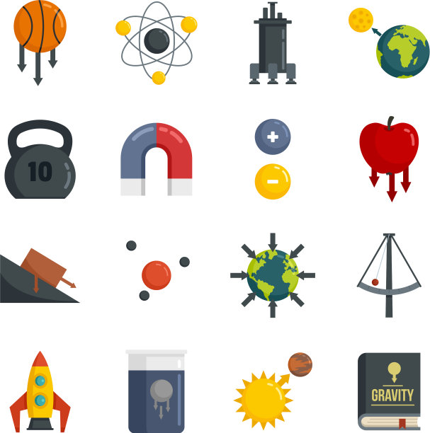 重力图标设置平坦孤立图片下载