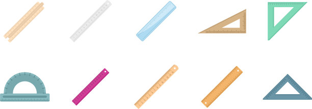 标尺图标设置扁平孤立图片下载