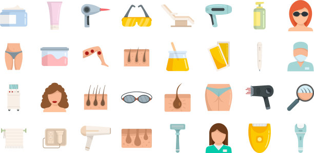 激光脱毛图标设置平孤立图片下载