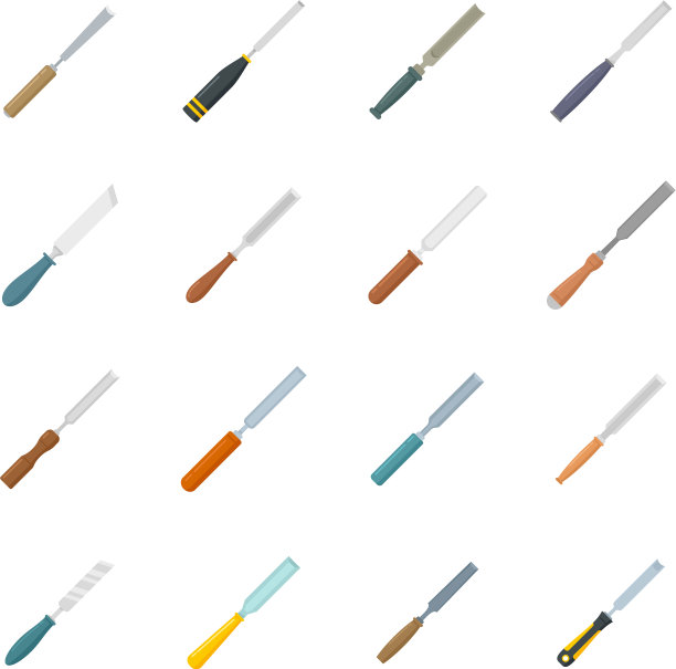 凿子设图标平孤立图片下载