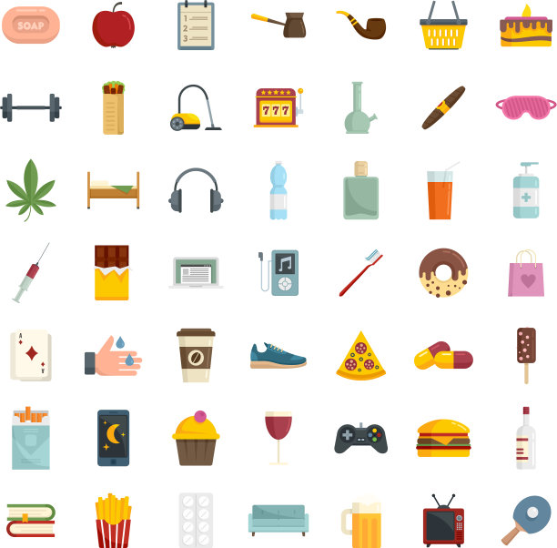 习惯图标设置扁平孤立图片下载