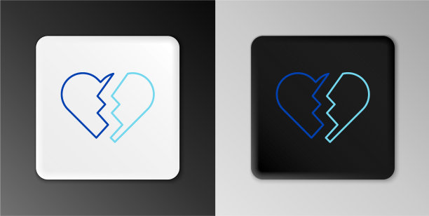 线破碎的心或离婚图标孤立在灰色图片下载