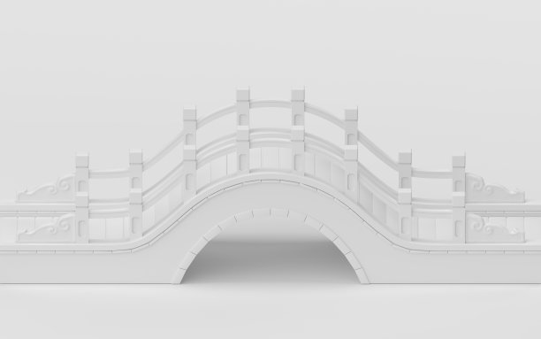 白色背景的拱桥，3d渲染。图片下载
