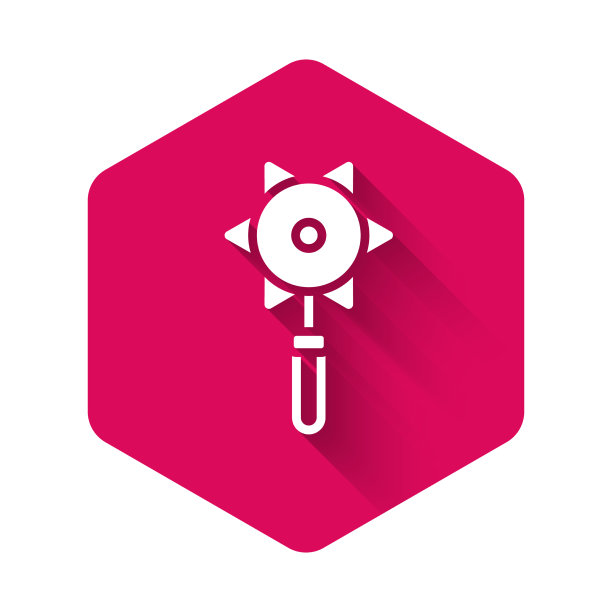 白色中世纪锁钉钉球图标孤立图片下载