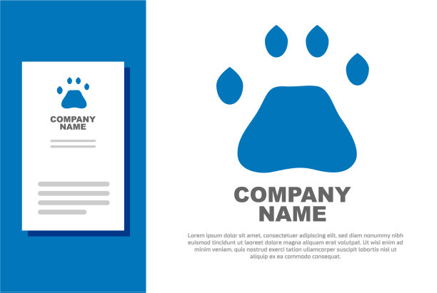 蓝色熊掌脚印图标孤立在白色上图片下载