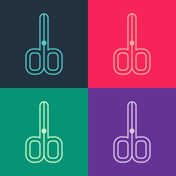 流行艺术指甲剪刀图标孤立的颜色图片下载