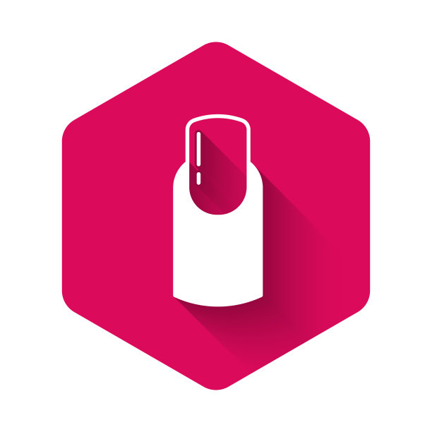 白色指甲指甲图标孤立与长阴影图片下载