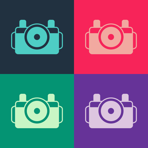 流行艺术摄影相机为潜水员图标孤立图片下载