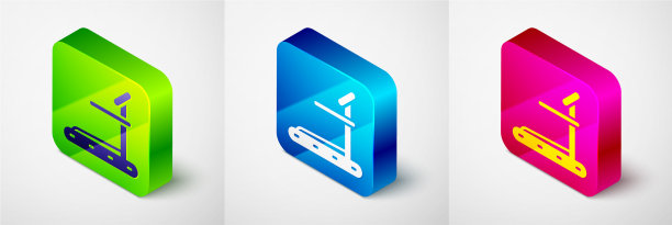 等距跑步机图标隔离在灰色图片下载